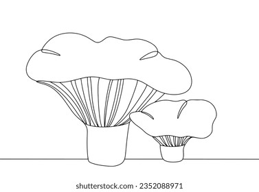 Lactarius controversus is a large funnel-capped fungus. European Mushroom Day. One line drawing for different uses. Vector illustration.