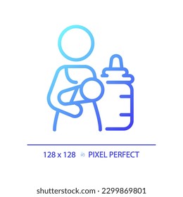 Lactation room pixel perfect gradient linear vector icon. Private space for breast pumping. Baby care in restrooms. Thin line color symbol. Modern style pictogram. Vector isolated outline drawing
