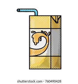 lacteal drink with straw in colored crayon silhouette