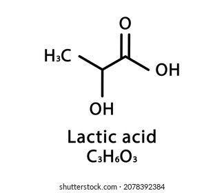 Lactic acid molecular structure. Lactic acid skeletal chemical formula. Chemical molecular formula vector illustration