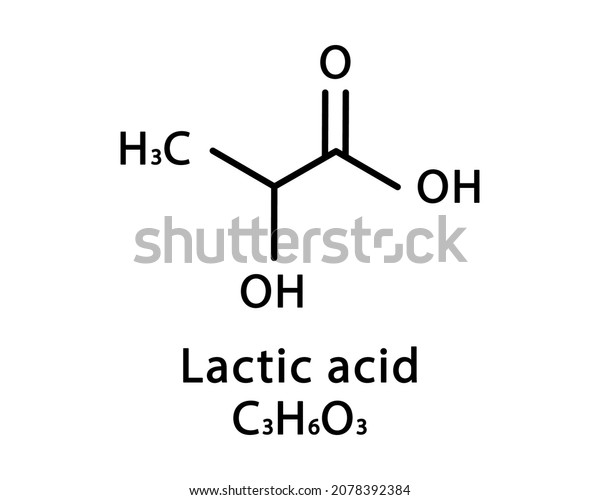 Lactic\
acid molecular structure. Lactic acid skeletal chemical formula.\
Chemical molecular formula vector\
illustration