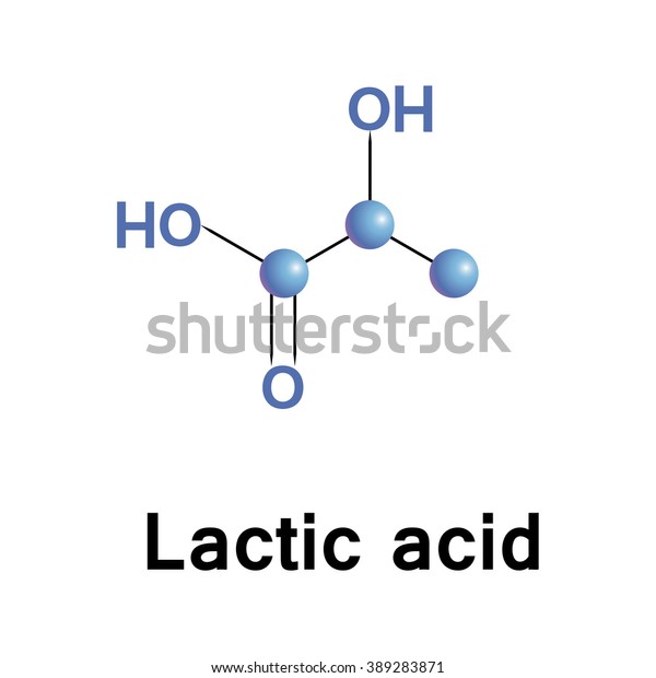 Lactic acid is an organic\
compound. In the form of its conjugate base called lactate, it\
plays a role in several biochemical processes. Vector medical\
illustration.