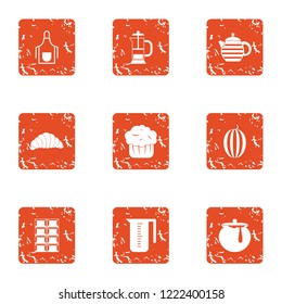 Lactic icons set. Grunge set of 9 lactic vector icons for web isolated on white background
