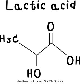 Lactic,chemical structure of Lactic AHA alpha Hydroxy acid illustration on transparency background