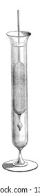 Lacto Densimeter, a hydrometer used for measuring the density of milk, vintage engraved illustration. Le Magasin Pittoresque- 1867