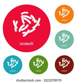 Lactobacilli icons circle set vector isolated on white background