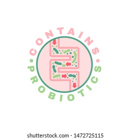Lactobacillus Probiotics Circular Icon. Normal gram-positive anaerobic microflora sign. Editable vector illustration. Light green, pink colors. Modern style. Medical, healthcare and scientific concept