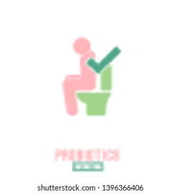 Lactobacillus Probiotics Icon. Normal gram-positive anaerobic microflora sign. Editable vector illustration in light pink, green colors. Modern style. Medical, healthcare and scientific concept.