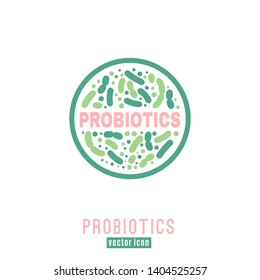 Lactobacillus Probiotics Icon. Normal gram-positive anaerobic microflora sign. Editable vector illustration in light pink, green colors. Modern style. Medical, healthcare and scientific concept.