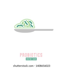 Lactobacillus Probiotics Icon. Normal gram-positive anaerobic microflora sign. Editable vector illustration in light pink, green colors. Modern style. Medical, healthcare and scientific concept.