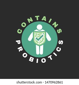 Lactobacillus Probiotics Icon. Normal gram-positive anaerobic microflora sign. Editable vector illustration in light green, white colors. Modern style. Medical, healthcare and scientific concept.