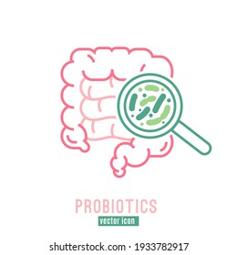 Lactobacillus Probiotics Icon. Normal gram-positive anaerobic microflora sign. Editable vector illustration in light pink, green colors. Modern style. Medical, healthcare and scientific concept.