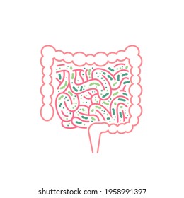 Lactobacillus Probiotics Icon. Normal gram-positive anaerobic microflora sign. Editable vector illustration in light pink, green colors. Modern style. Medical, healthcare and scientific concept.