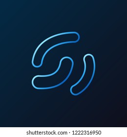 Lactobacillus Probiotics vector outline blue icon or design element on dark background
