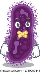 Lactobacillus rhamnosus bacteria cartoon character style with mysterious silent gesture