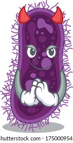 Lactobacillus rhamnosus bacteria dressed as devil cartoon character design style