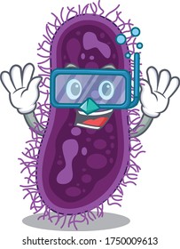 Lactobacillus rhamnosus bacteria mascot design concept wearing diving glasses
