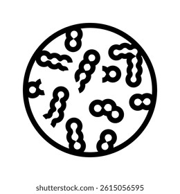 Lactococcus black line icon for digital and print projects. Microscopic probiotics. Minimal clean icons for apps and websites.