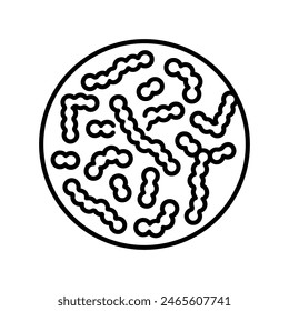 Lactococcus line black icon. Microscopic probiotics. Sign for web page, mobile app, button, logo. Vector isolated button. Editable stroke.