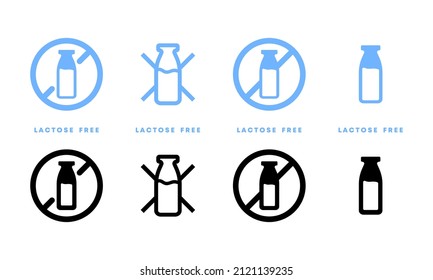Lactosa free icon set. Without lactose food symbol design for logo, menu, product package template. Vegan product . Vector eps10.