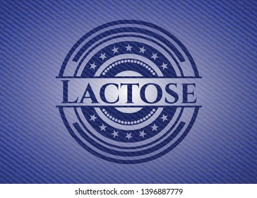 Lactose badge with jean texture. Vector Illustration. Detailed.