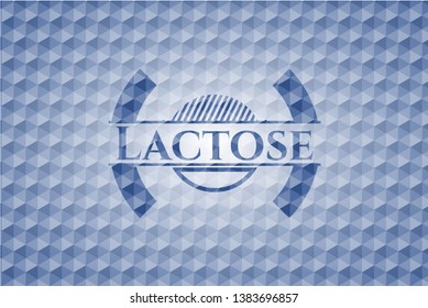 Lactose blue emblem or badge with geometric pattern background. Vector Illustration. Detailed.