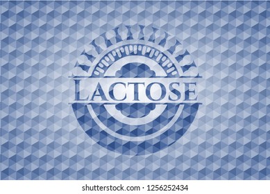 Lactose blue emblem with geometric pattern.