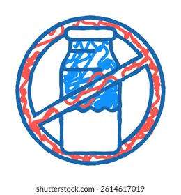 lactose dairy product free doodle icon sketch vector. lactose dairy product free sign. isolated symbol illustration