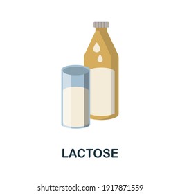 Icono plano de la lactosa. Elemento sencillo de color de la colección de nutrición. Icono de lactosa creativa para diseño web, plantillas, infografías y más