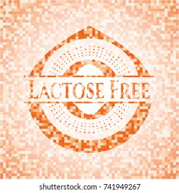 Lactose Free abstract emblem, orange mosaic background