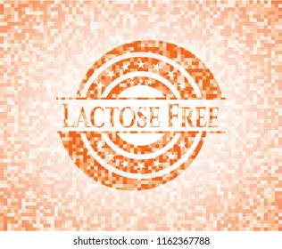 Lactose Free abstract orange mosaic emblem with background