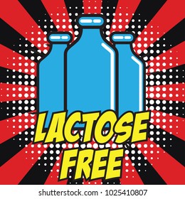 lactose free allergen ingredient for dairy free icon in pop art style. vector illustration