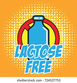 lactose free allergen ingredient for dairy free icon in pop art style. vector illustration