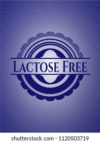 Lactose Free badge with denim background