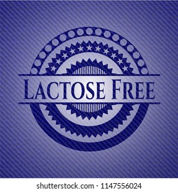 Lactose Free badge with denim background