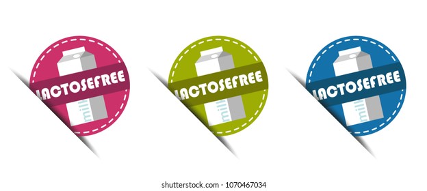 Lactose Free Buttons - Vector Illustration - Isolated on White Background
