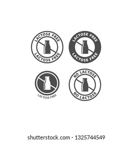 Lactose free circle vector sign for packaging. Lactose free symbol, milk bottle badge label.