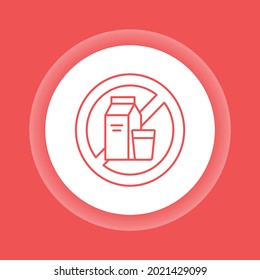 Lactose free color button icon. Allergenic ingredient. Food intolerance. Pictogram for web page, mobile app, promo.Editable stroke.