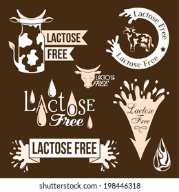 Lactose free design elements. Monochrome version. 