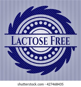 Lactose Free emblem with denim texture