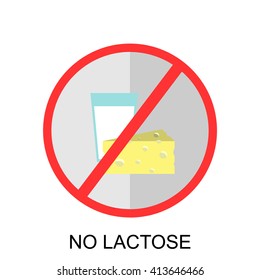 Lactose Free Food Sign. Food with no Milk. Crossed Cow Sign