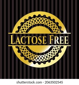 Lactose Free gold shiny emblem. Vector Illustration. Detailed. 