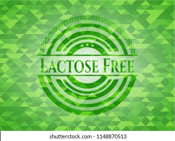 Lactose Free green emblem. Mosaic background