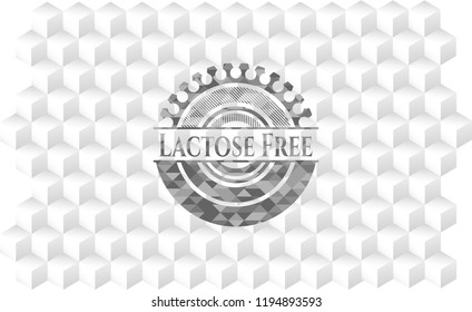 Lactose Free grey badge with geometric cube white background