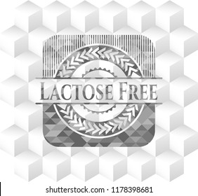 Lactose Free grey emblem. Retro with geometric cube white background
