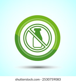 Lactose Free Icon Design Illustration, Healthy Food Concept, Green Color Button Design