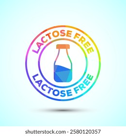 Lactose free icon design illustration, healthy food concept, low poly style