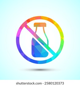 Lactose free icon design illustration, healthy food concept, low poly style