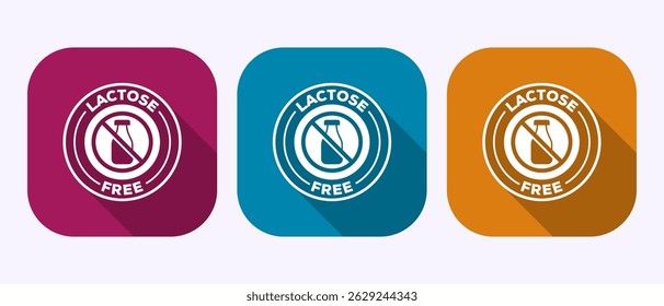 Lactose free icon design illustration, healthy food concept icon sign in shadow button design