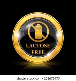 Lactose free icon. Internet button on black background. EPS10 vector 